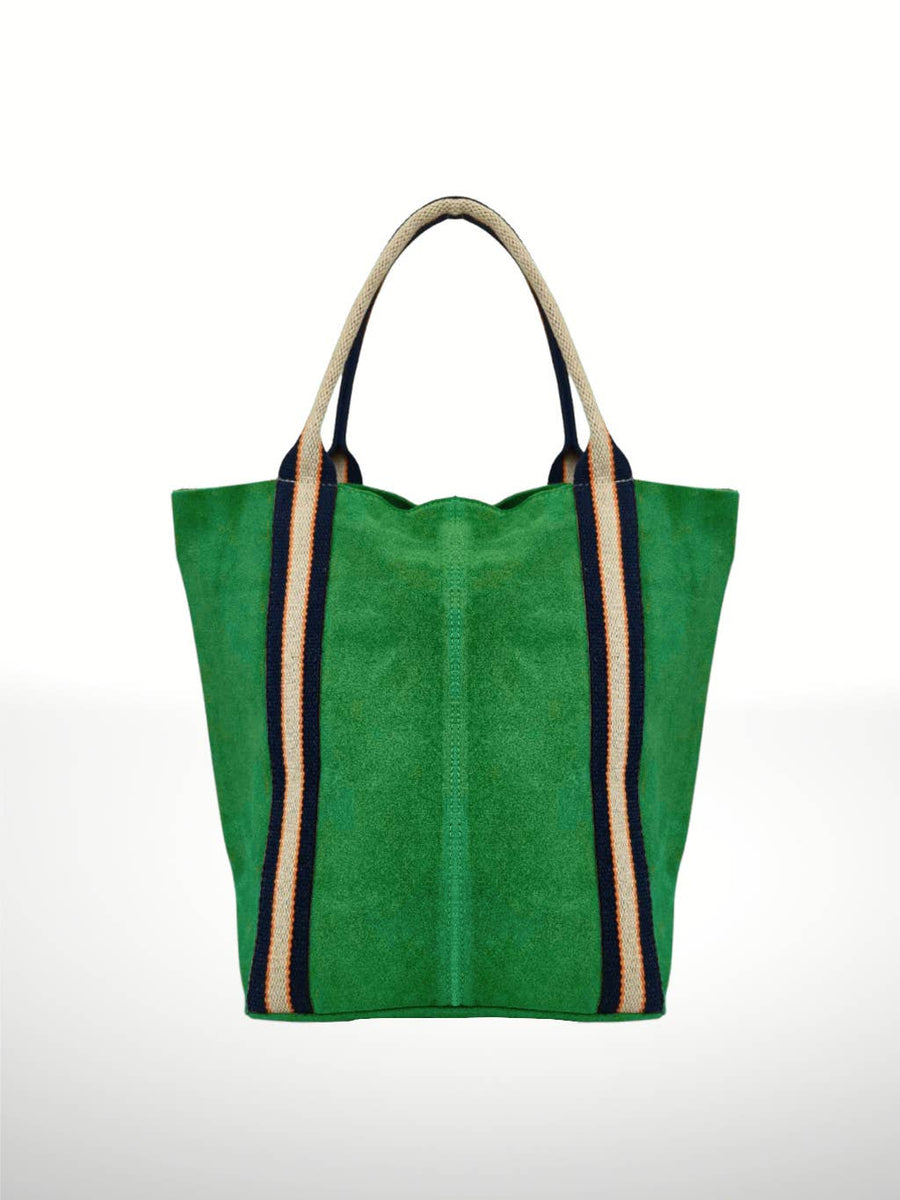 Green Suede Stripe Leather Bag