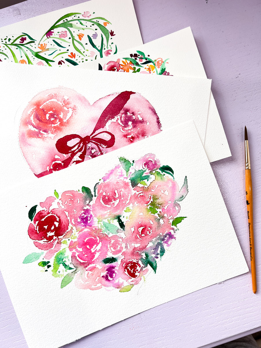 Valentine's Watercolor Workshop on Friday, February 9th, 2024, 11:30am - 1pm