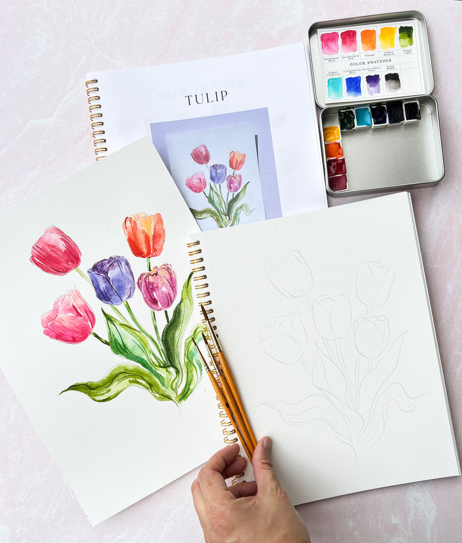 Saturday Floral Series: Tulips & Daffodils Watercolor on May 11th, 2024, 11:30am - 1pm