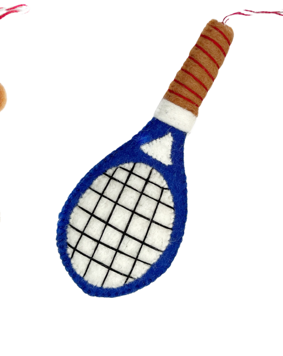 Handmade Tennis Racquet Wool Felt Ornament