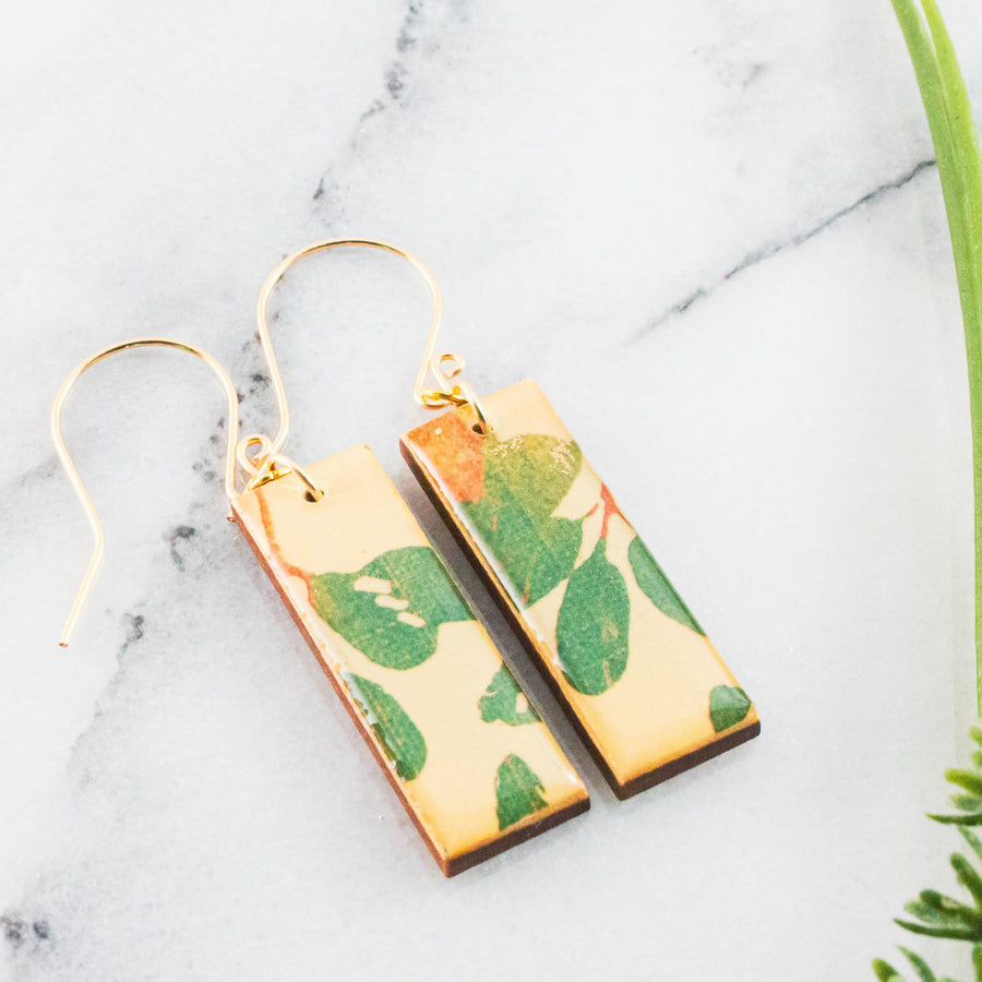 Modern Impressionist Floral Rectangle Earrings