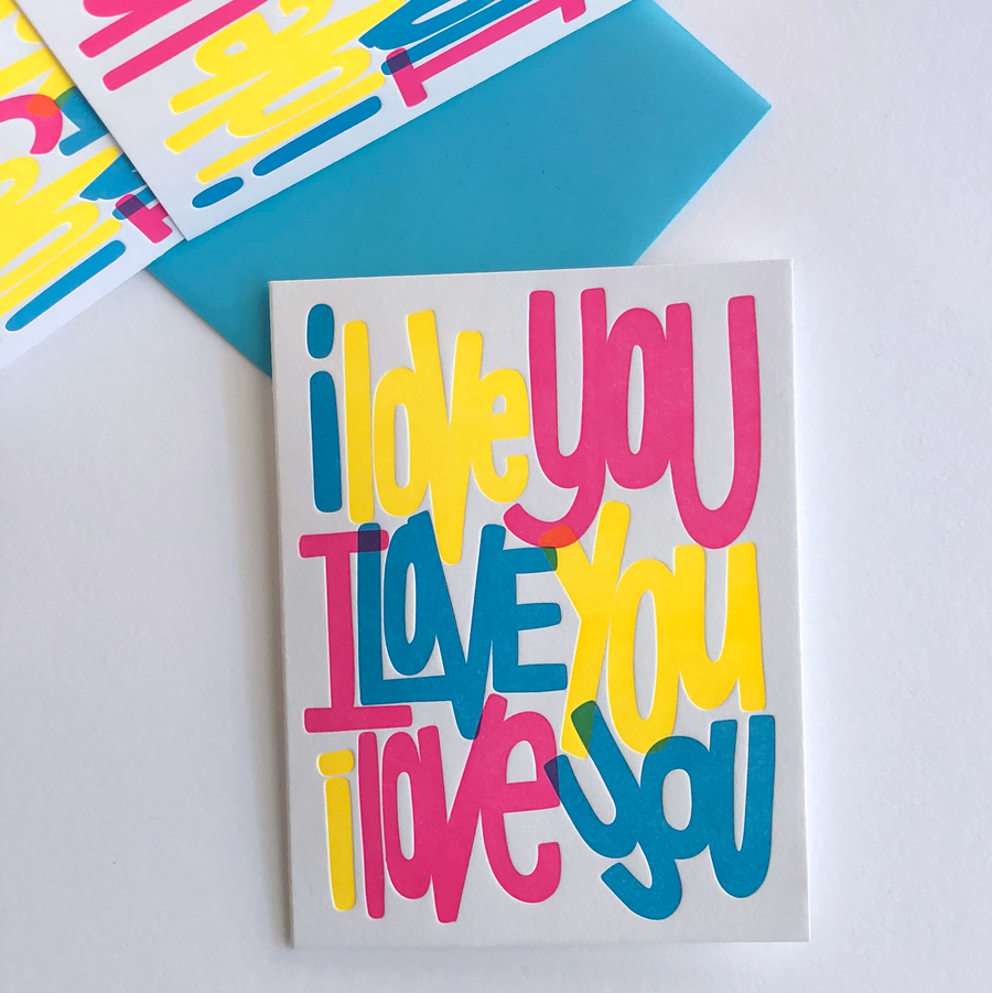 I Love You, Letterpress Greeting Card