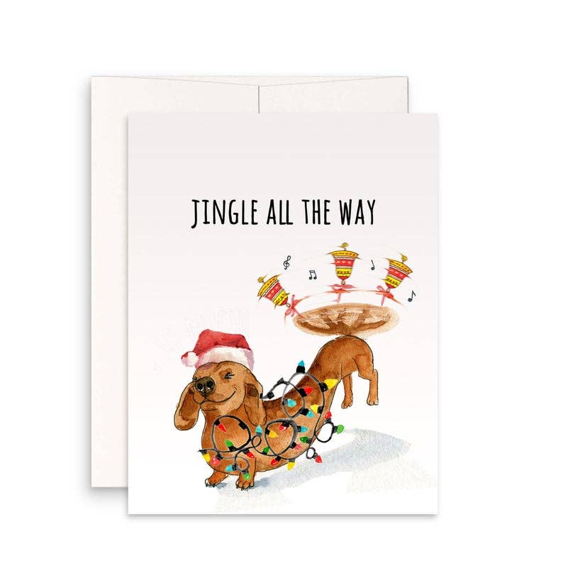 Jingle Bell Dachshund - Funny Christmas Card