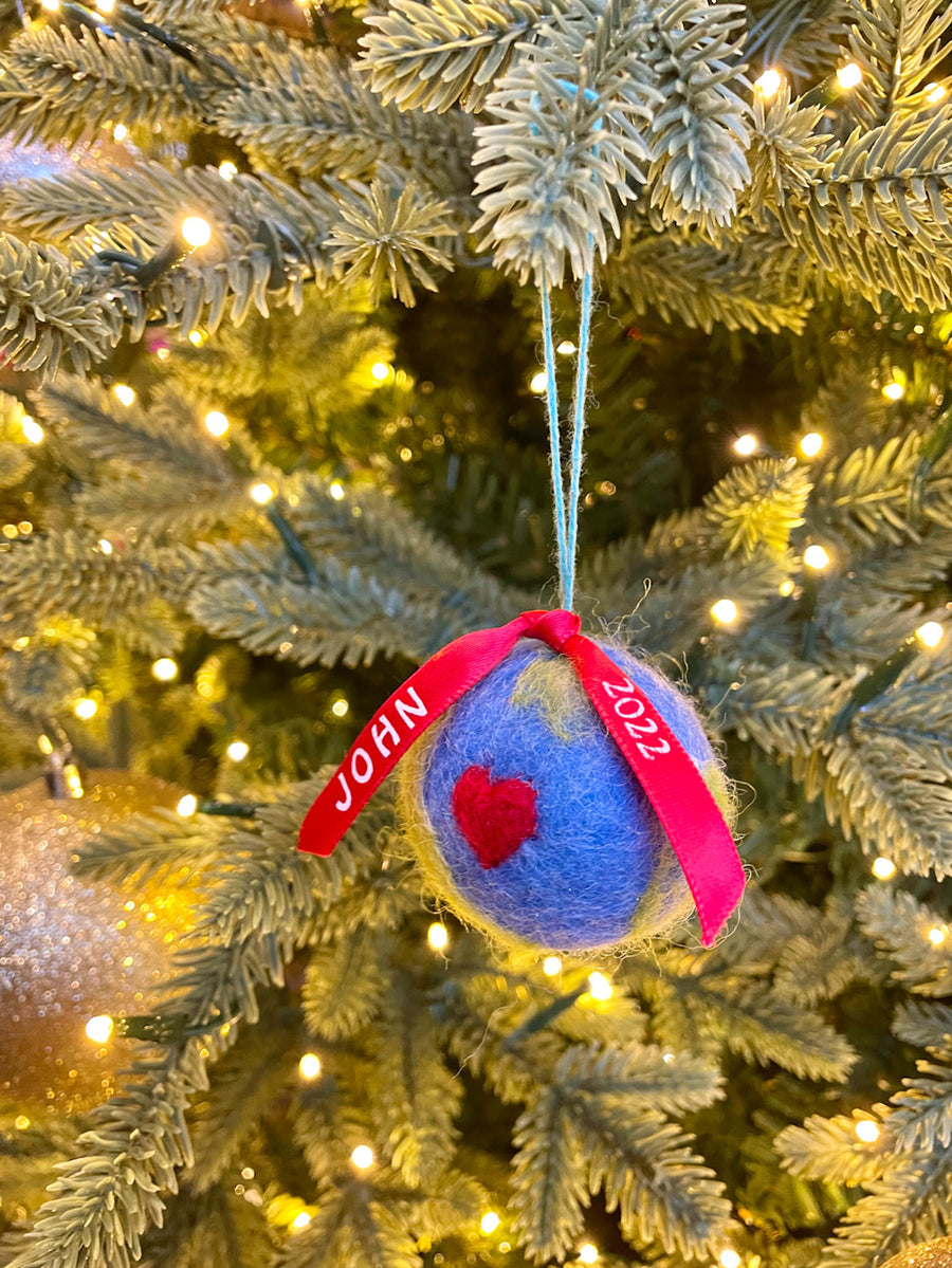 Handmade Cycling Bear Felt Wool Ornament