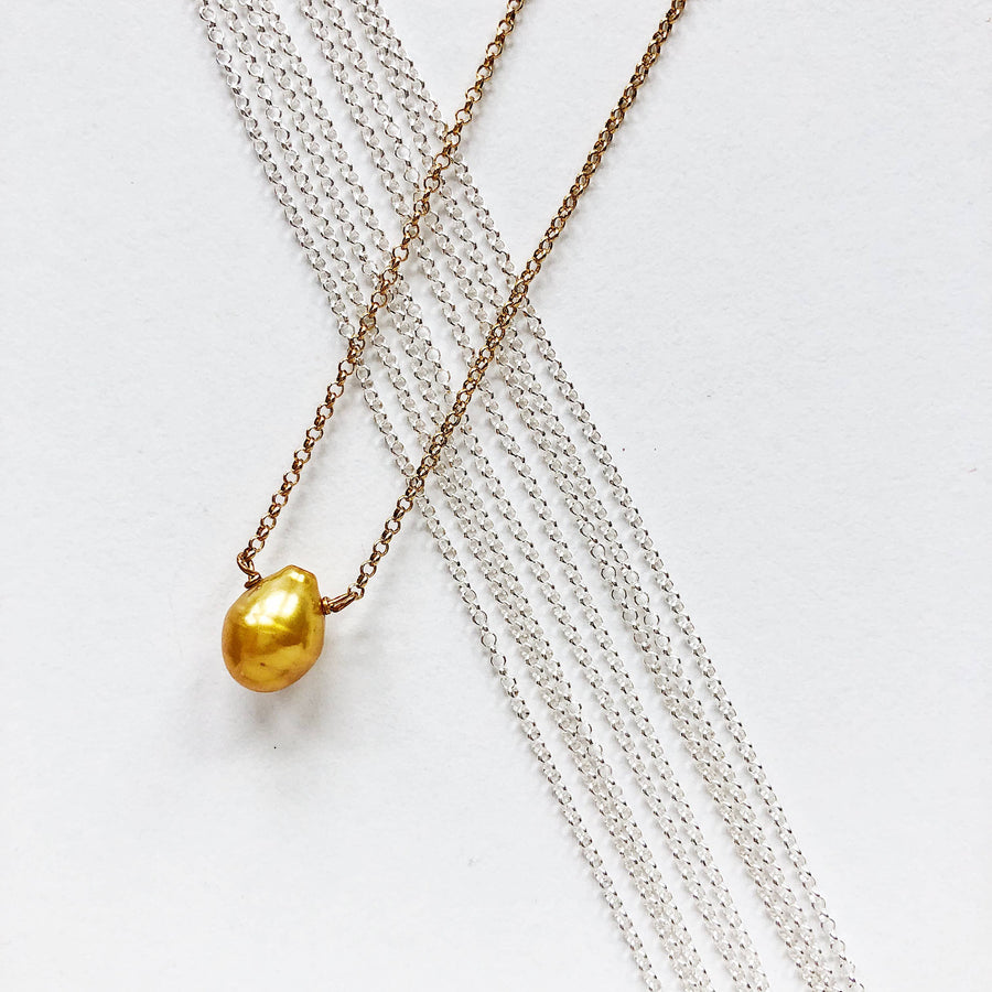 Golden Fresh Water Pearl Necklace