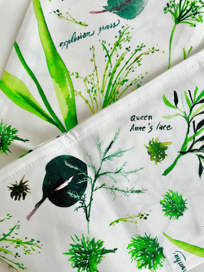 Green Botanical Tea Towel