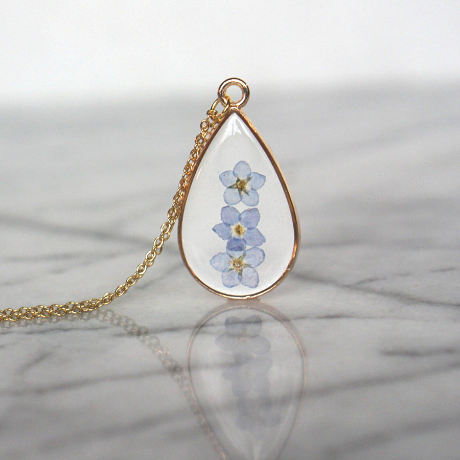 Forget Me Not Flower Necklace- Gold Plated