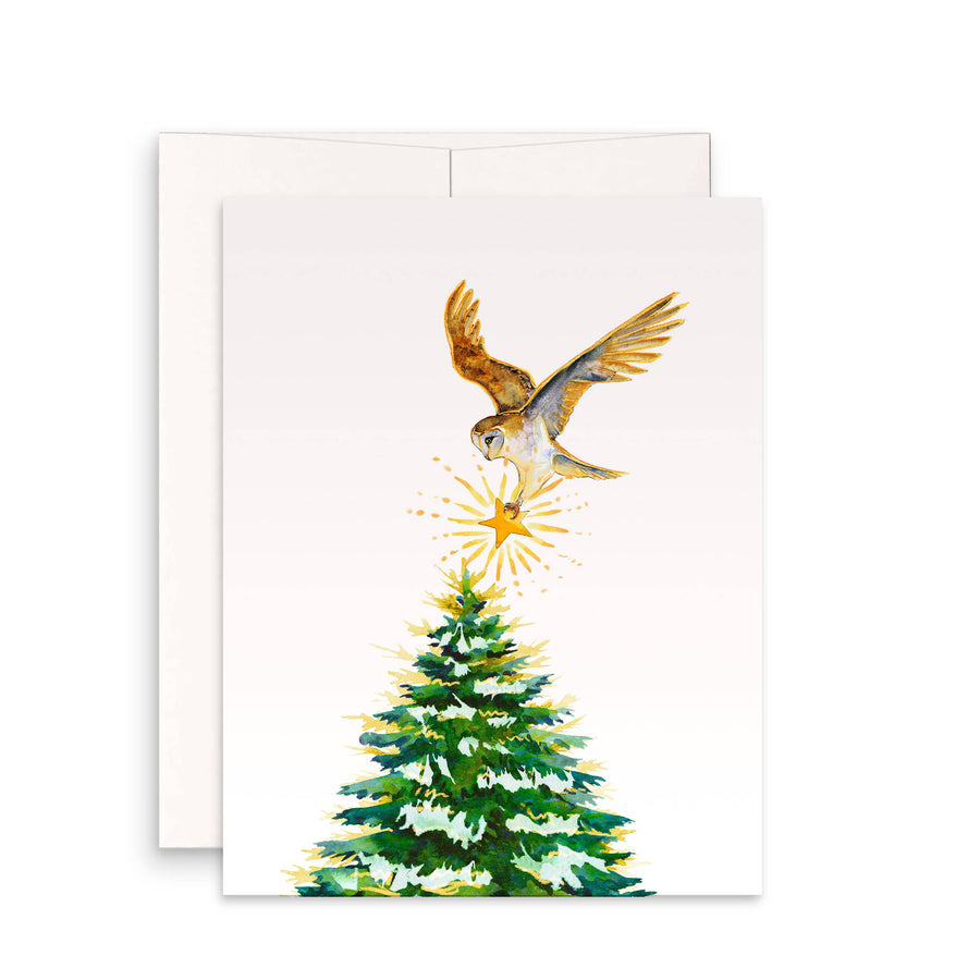 Owl Pine Tree - Christmas Card