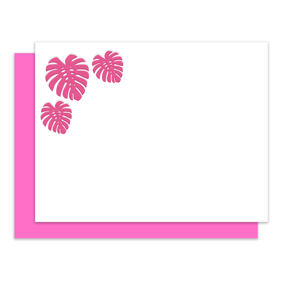 Monstera Leaf Flat Cards (Solid), Letterpress Notecard set