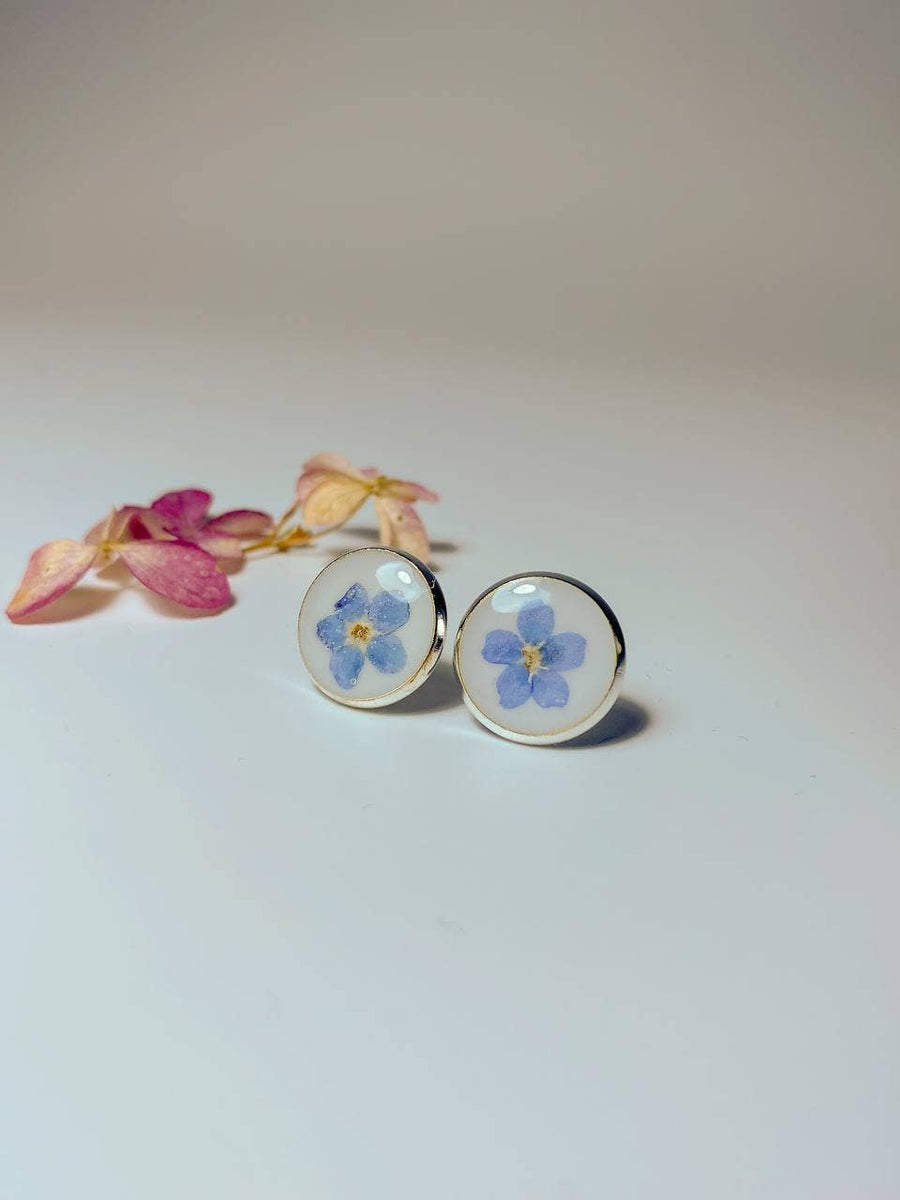 Romantic Studs - Forget me not Dried Flowers