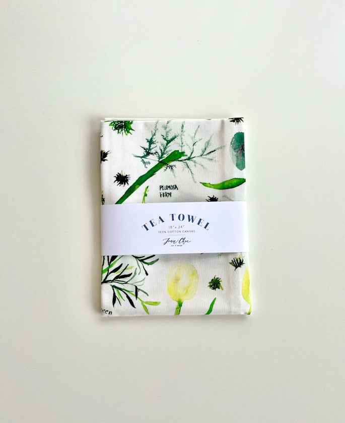 Green Botanical Tea Towel