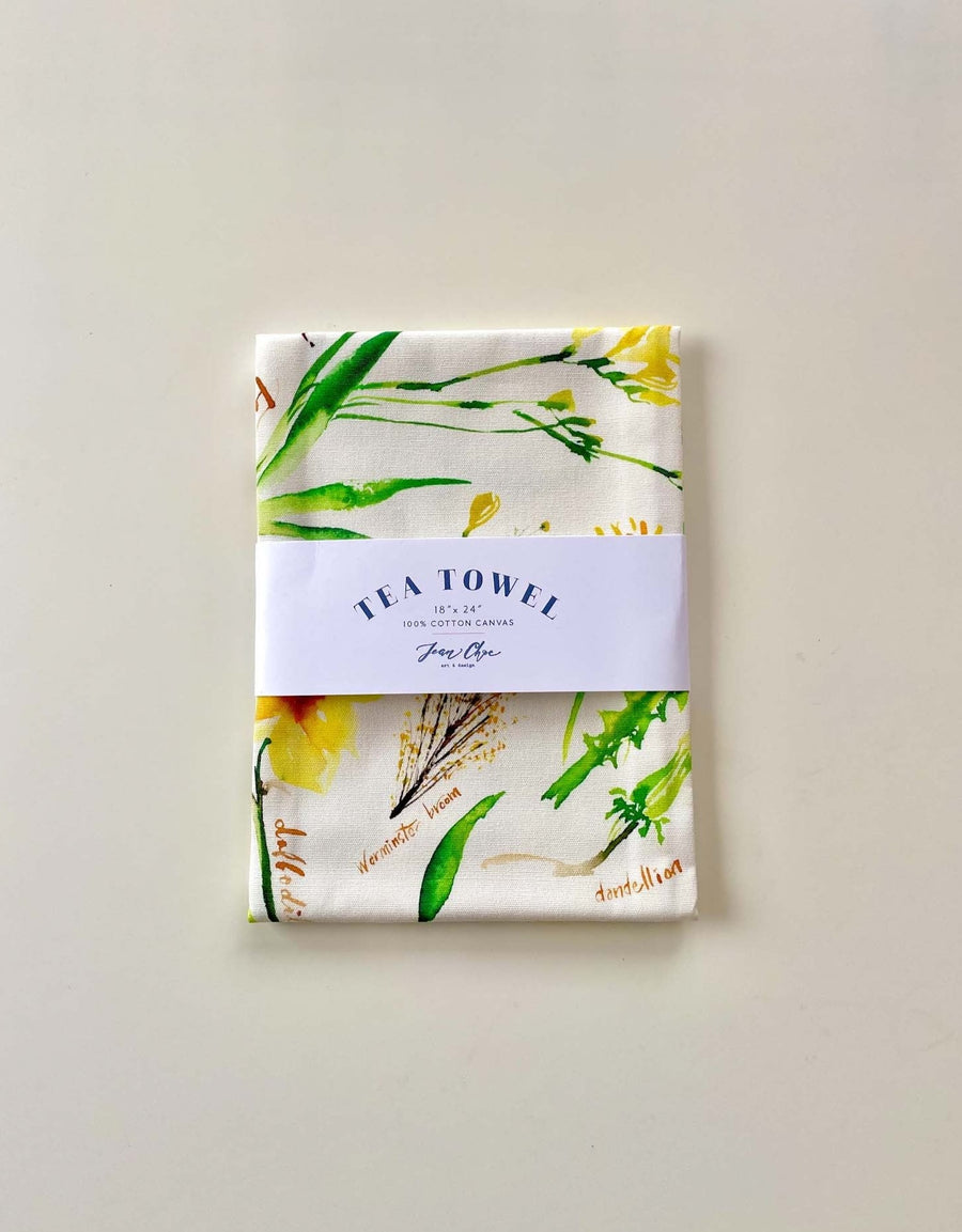 Yellow Botanical Tea Towel