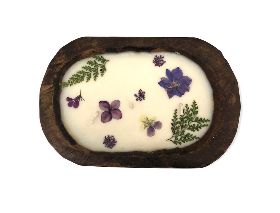 (Purple) Flower Dough Bowl Soy Candle