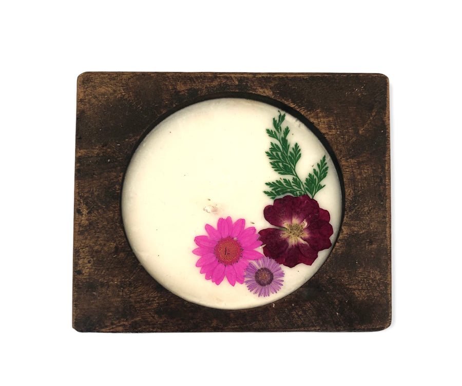 Flower Soy Candle in Wood Cheese Mold