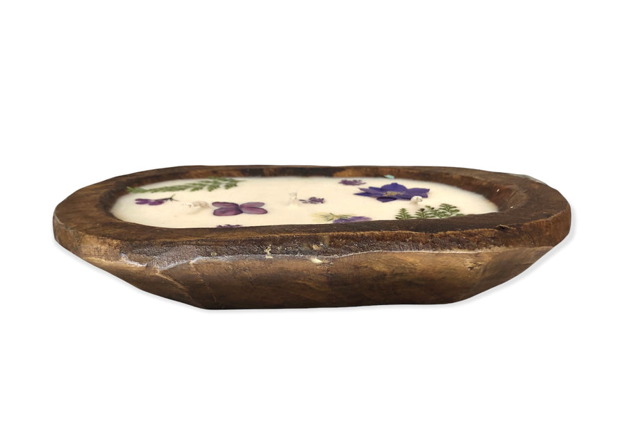 (Purple) Flower Dough Bowl Soy Candle