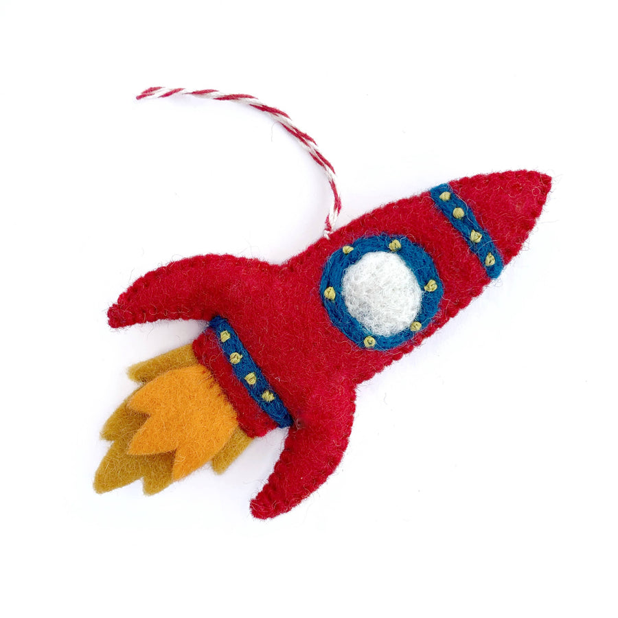 Handmade Rocket Felt Wool Ornament