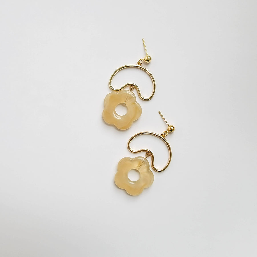 Acrylic Flower Earrings with Abstract Hoops