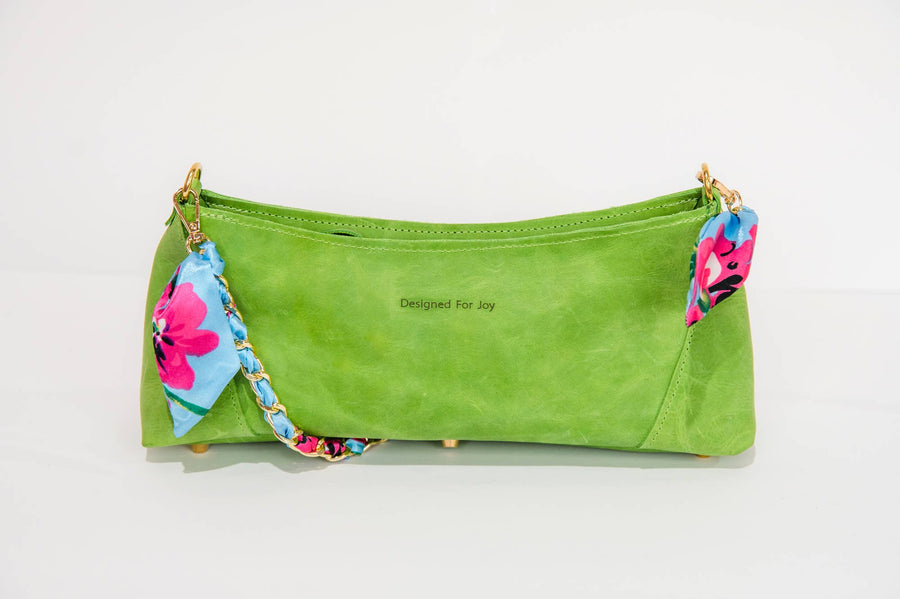Scarf Chain Birdie Leather Handbag: Green