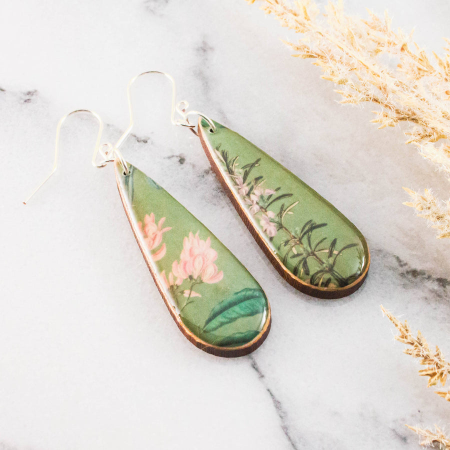Teardrop Sage Botanical Earrings