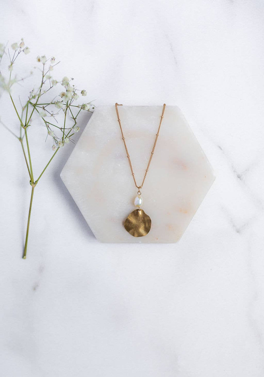 Hammered Freshwater Pearl Pendant
