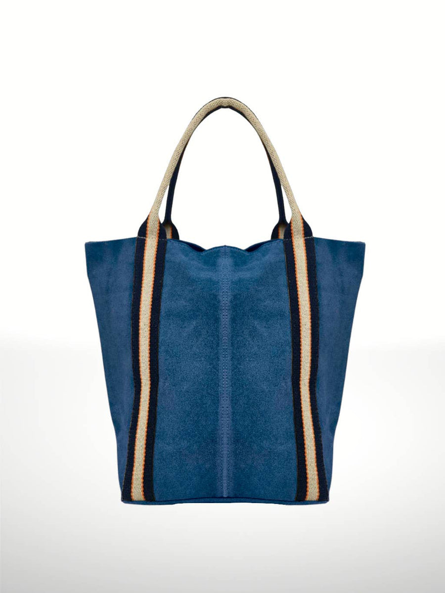Blue Suede Stripe Leather Bag