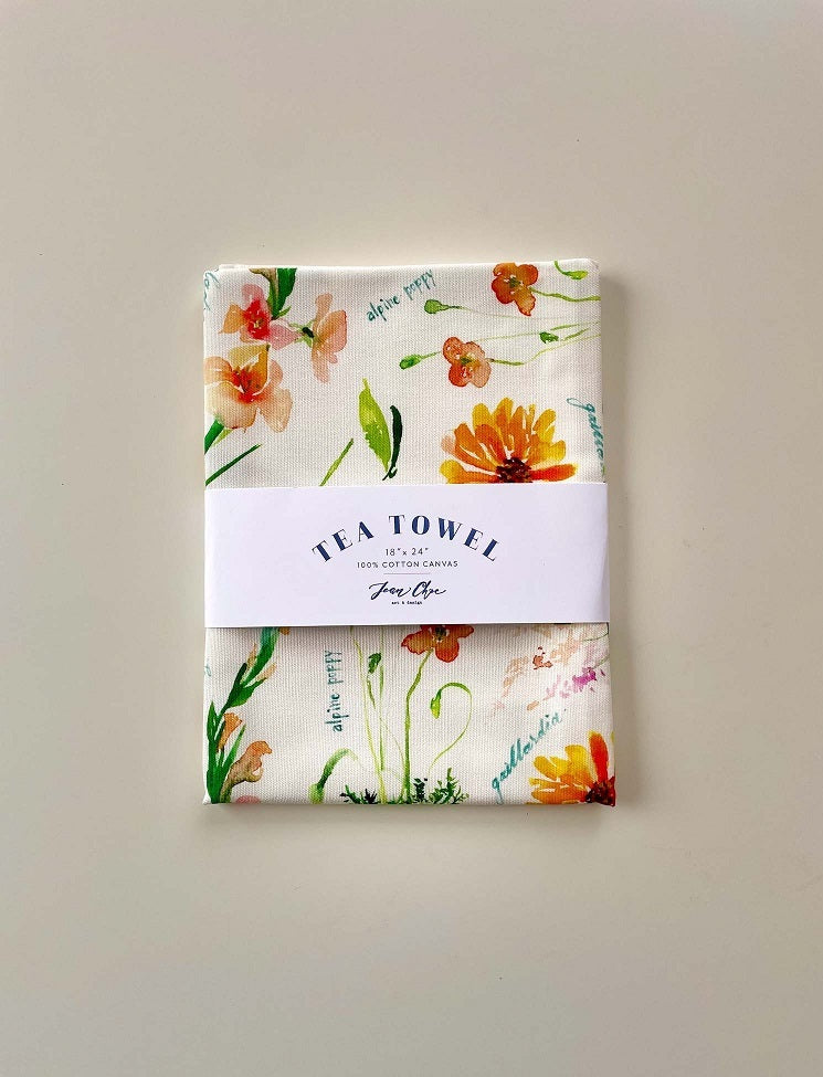 Orange Botanical Tea Towel